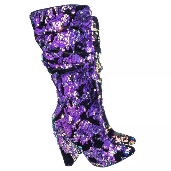 Dolls Kill Shoes - New Dolls Kill Sequin Mermaid Heel Boots Size: 8